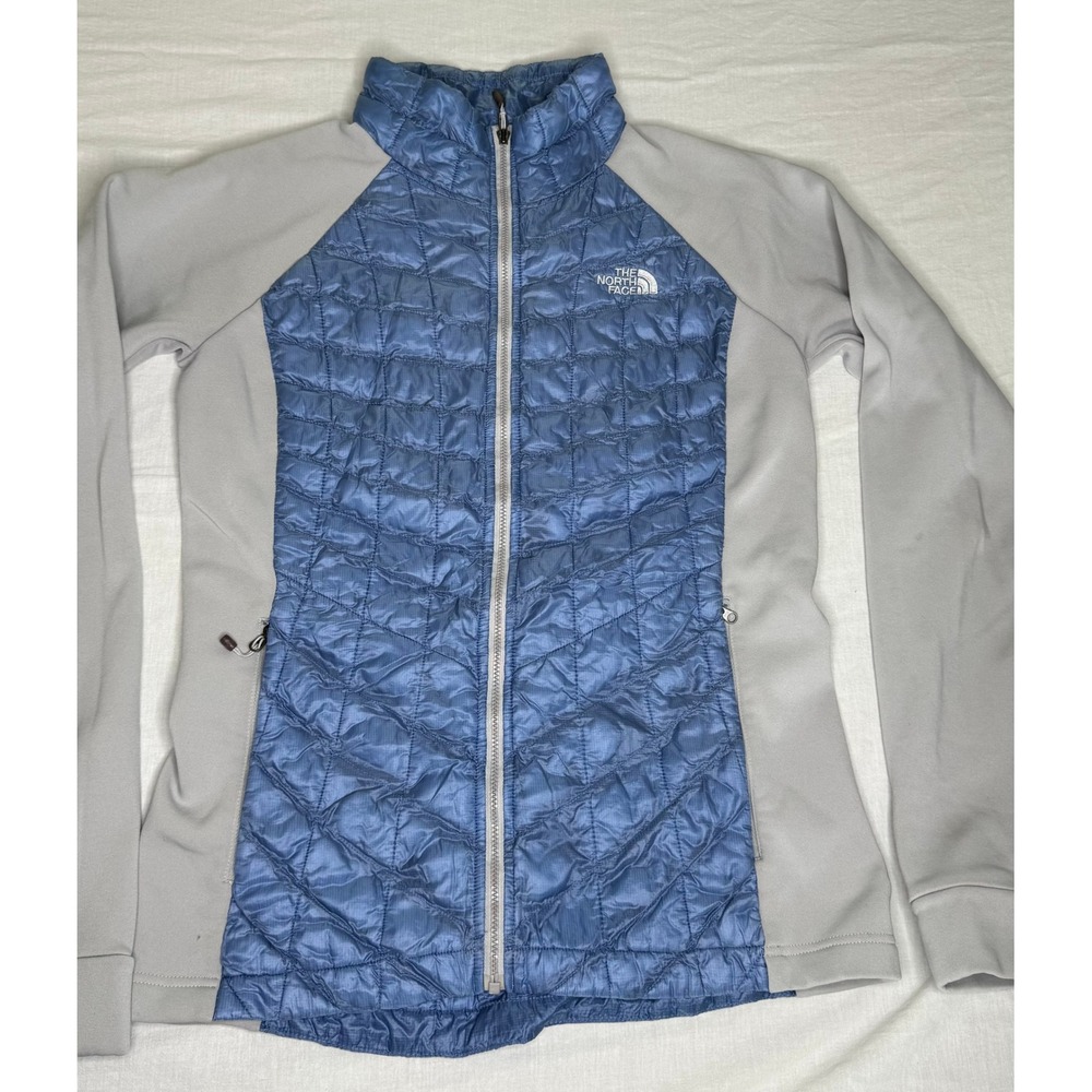 The North Face Womens Hybrid Jacket Size M Blue Gray Quilted Stretch Full Zip